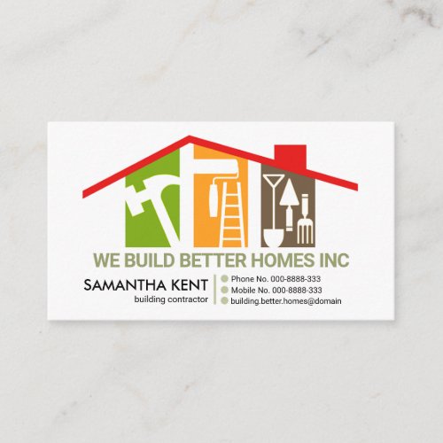 Handyman Tools Red Rooftop Building Business Card