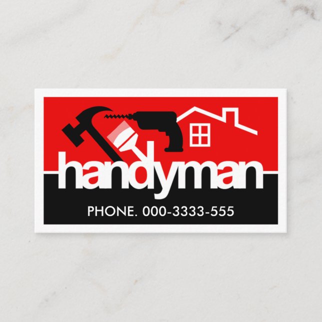 Handyman Tools Silhouette Border Business Card (Front)