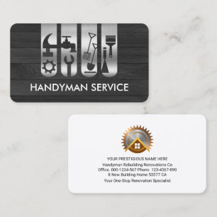 Handyman Tools Tab On Wood Business Card