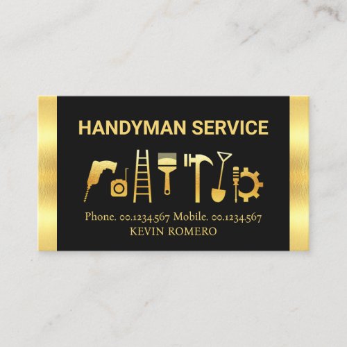 Handyman Tools With Gold Stripes Business Card