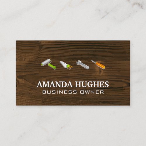 Handyman Tools  Wooden Boards Business Card