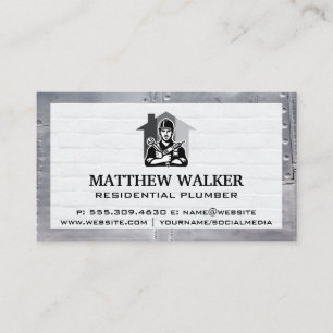 Handyman with Tools   Brick Wall Metal Rivets Business Card