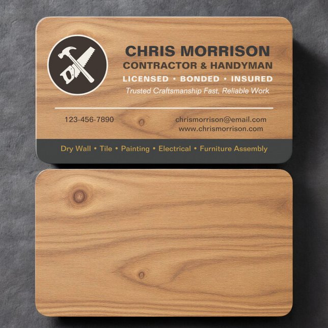 Handyman Wood Business Card (Creator Uploaded)