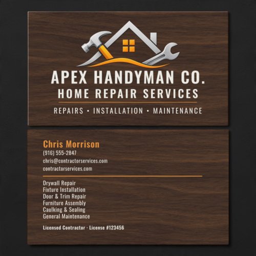 Handyman Wood Professional Services Business Card