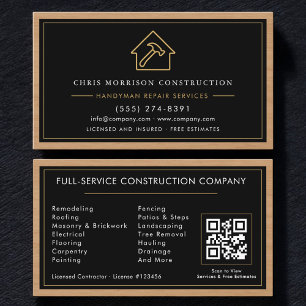 Handyman Wood QR Code Construction Business Card