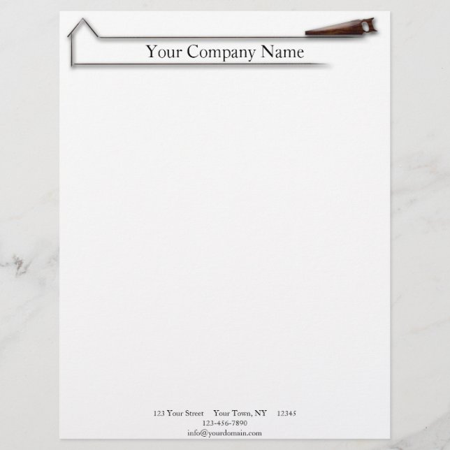 Handyman Wood Saw Business Letterhead (Front)