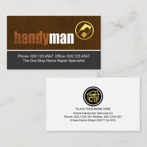 Handyman Wood Signage Home Repair Business Card