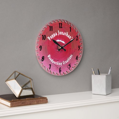 Handyman Woodworking Red Saw Blade Personalized Large Clock