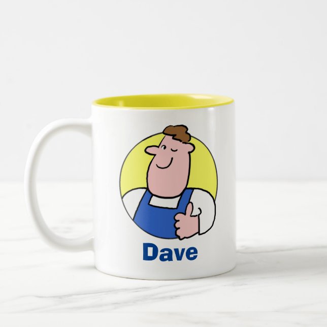 Handyman Worker Tradesman with Name Two-Tone Coffee Mug (Left)