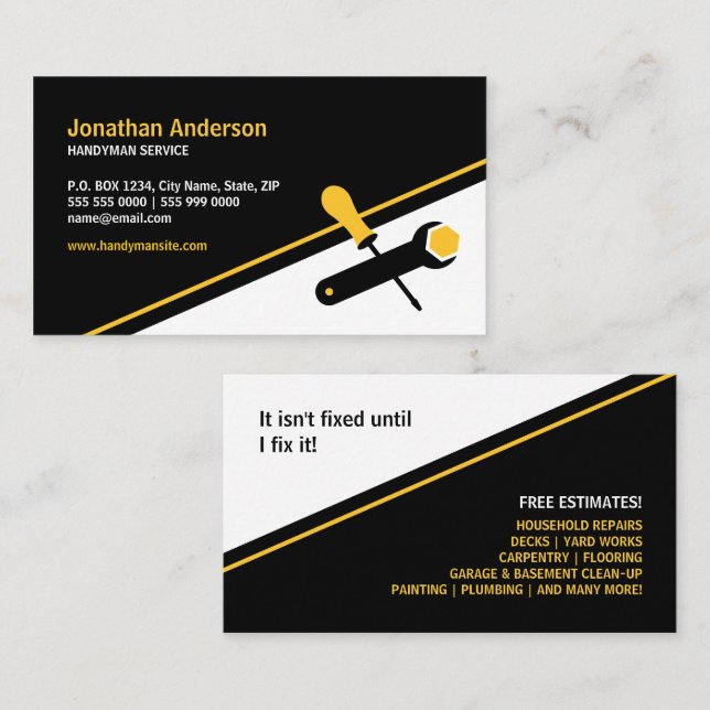 Handyman Working Tools Mechanic business card (Front/Back)