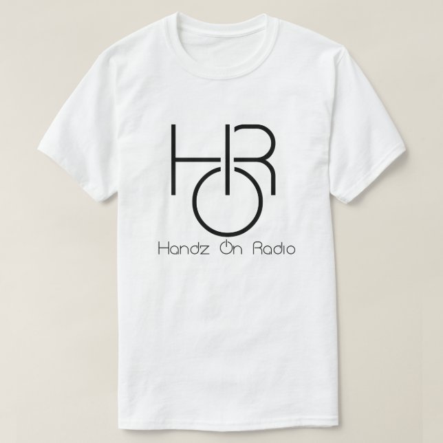 Handz On Radio Men's Black Logo Tee with text (Design Front)