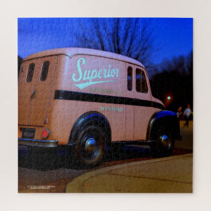 HANFORD AT DUSK. SUPERIOR DAIRY DELIVERY TRUCK. JIGSAW PUZZLE
