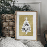 Hang a Shining Star Quote | Art Print<br><div class="desc">Have yourself a merry little Christmas with this festive design! Features a bountiful Christmas tree with "hang a shining star upon the highest bough" inscribed inside,  on a faux gold silk effect background.  Coordinating items,  including Christmas cards,  available in our shop!</div>