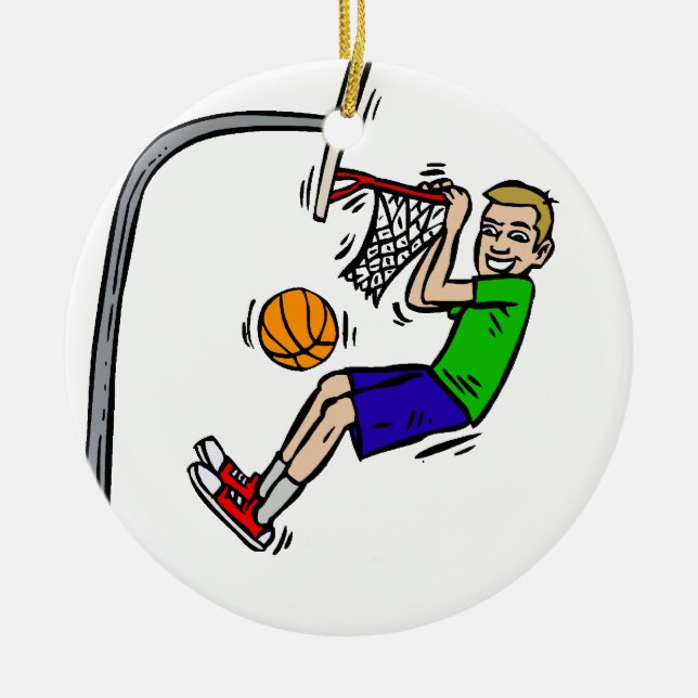 Hang from the rim slam dunk ceramic ornament (Front)