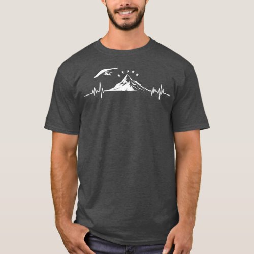 Hang Gliding Pilot Heartbeat Hang Glider EKG T_Shirt