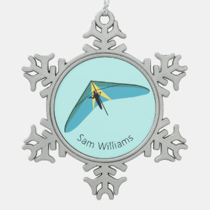 Hang Gliding Snowflake Pewter Christmas Ornament