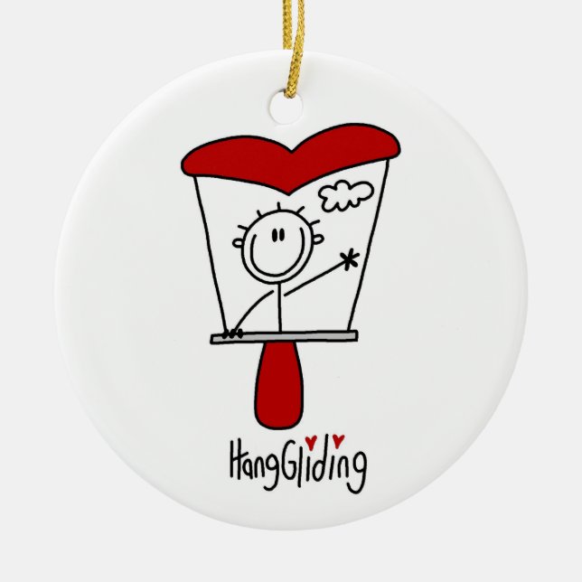 Hang Gliding Stick Figure Ceramic Ornament (Front)