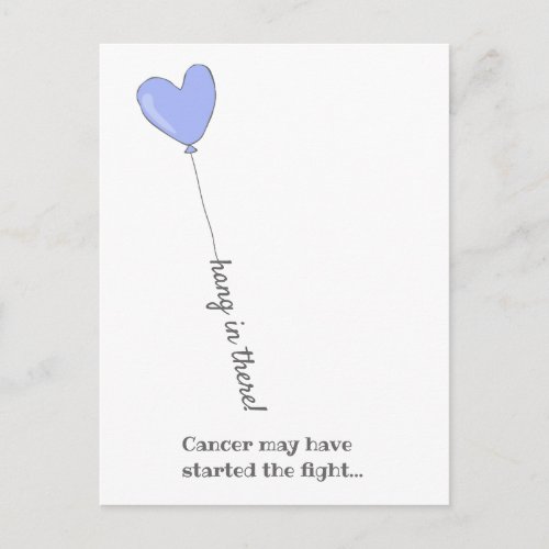 Hang in there _ Beat Cancer _  Cute Lilac Balloon Postcard