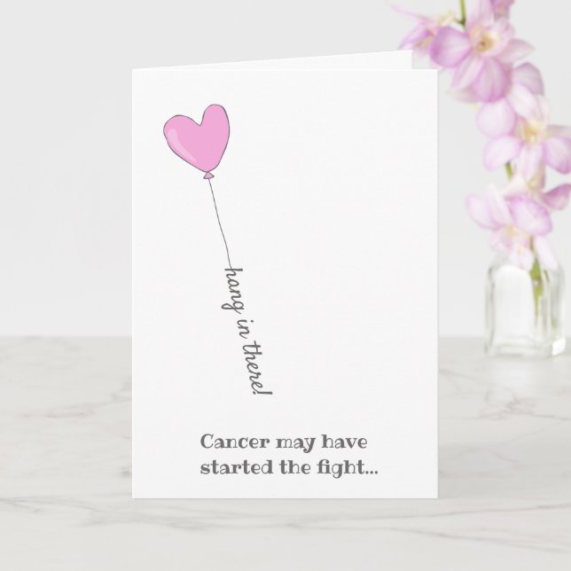 Hang in there! - Beat Cancer -  Cute Pink Balloon Card (Orchid)