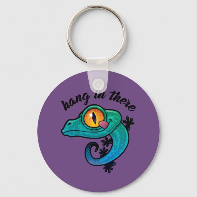 Hang In There Colorful Gecko Keychain (Front)