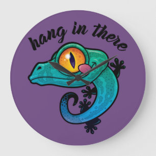 Hang In There Colorful Gecko Large Clock