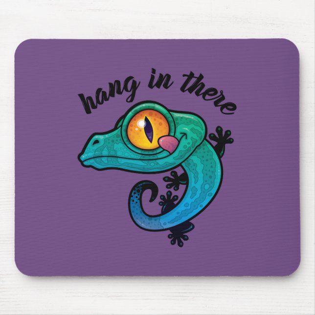 Hang In There Colorful Gecko Mouse Pad (Front)