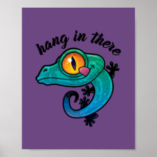 Hang In There Colorful Gecko Poster