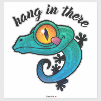 Hang In There Colorful Gecko Sticker