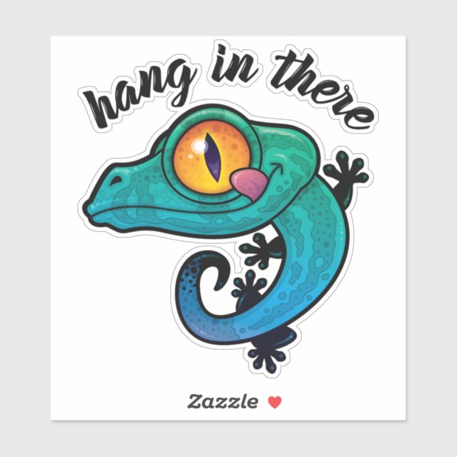 Hang In There Colorful Gecko Sticker (Sheet)