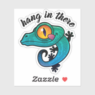 Hang In There Colorful Gecko Sticker