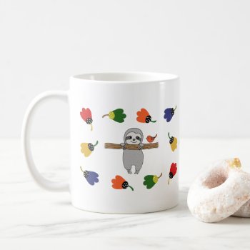 Hang In There Cute Baby Sloth Custom Name Coffee Mug by MiKaArt at Zazzle