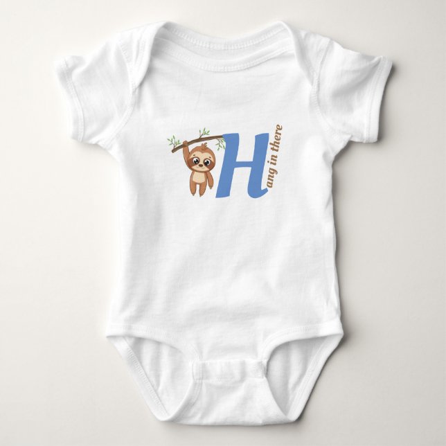 Hang In There | Cute Hanging Sloth Funny Baby Bodysuit (Front)