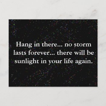 Hang In There Encouraging Quote Postcard by HappyGabby at Zazzle
