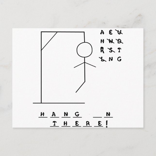 "Hang In There!" Hangman Game Postcard (Front)