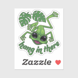 Hang In There Happy Green Tree Frog Sticker