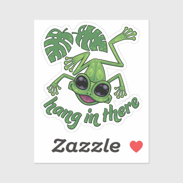 Hang In There Happy Green Tree Frog Sticker (Sheet)