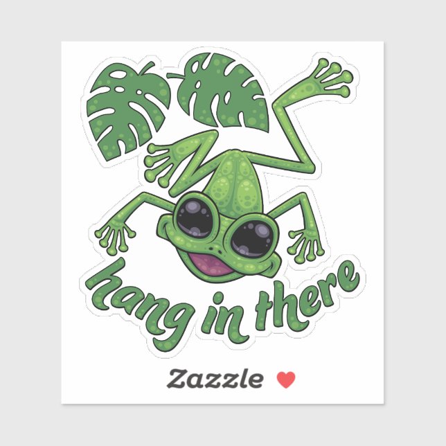 Hang In There Happy Green Tree Frog Sticker (Sheet)