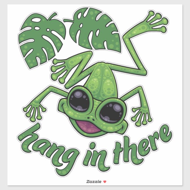 Hang In There Happy Green Tree Frog Sticker (Sheet)