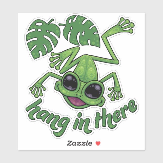 Hang In There Happy Green Tree Frog Sticker (Sheet)