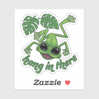 Hang In There Happy Green Tree Frog Sticker
