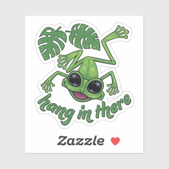 Hang In There Happy Green Tree Frog Sticker (Sheet)