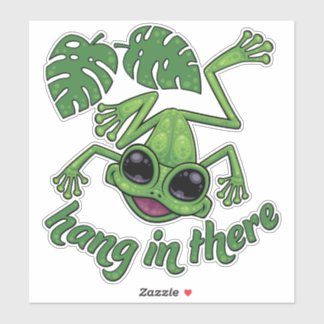 Hang In There Happy Green Tree Frog Sticker