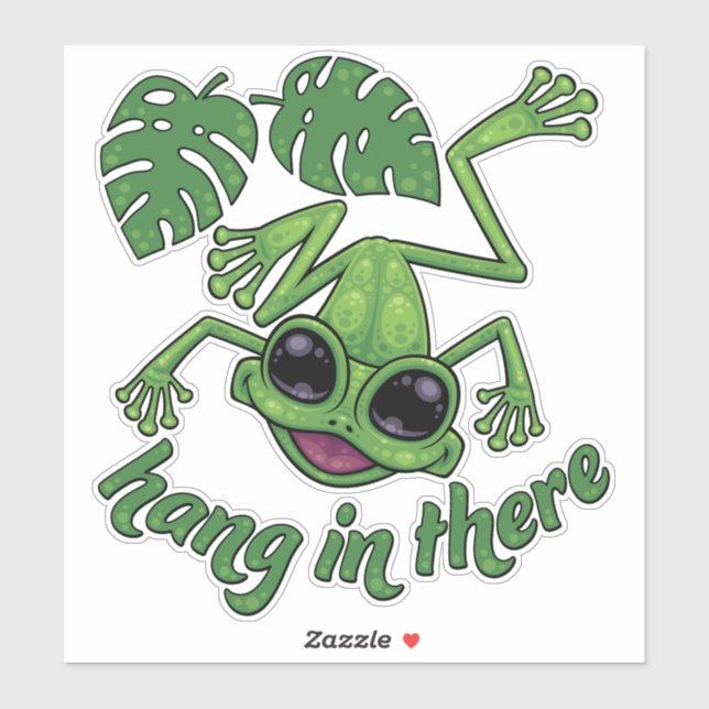 Hang In There Happy Green Tree Frog Sticker (Sheet)