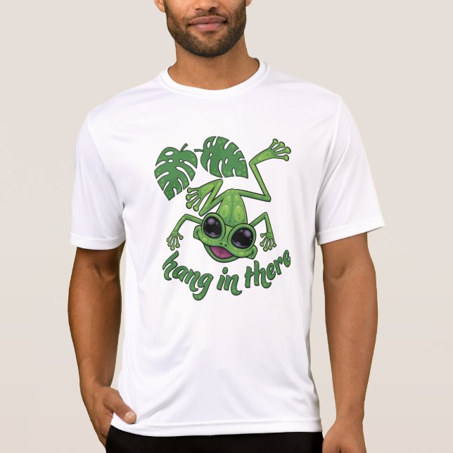 Hang In There Happy Green Tree Frog T-Shirt (Front)