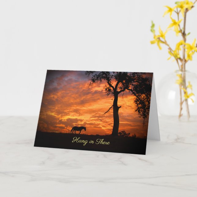 Hang in There Horse and Sunrise Encouragement  Card (Yellow Flower)