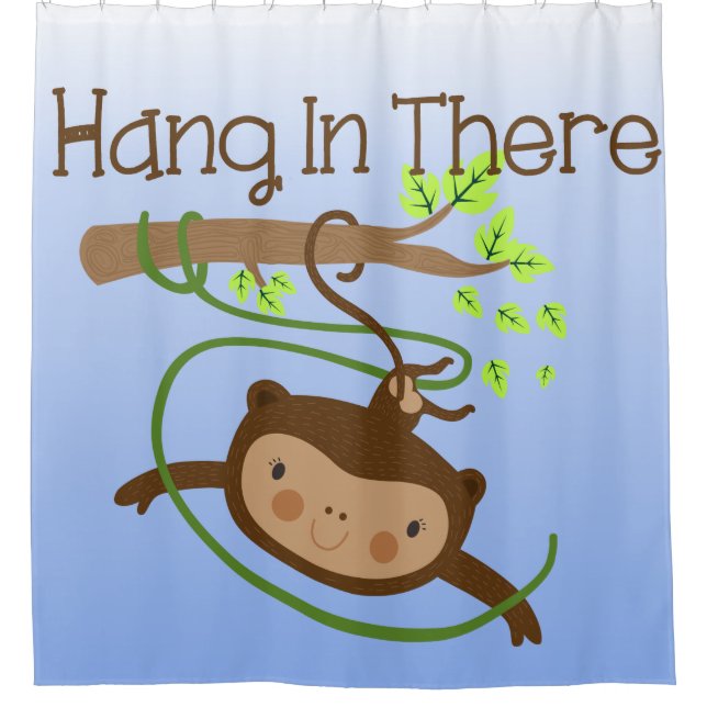 Hang in There Monkey Animals Jungle Shower Curtain (Front)