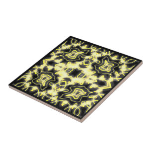 Hang In There Neon Glow Sign Black And Yellow Ceramic Tile