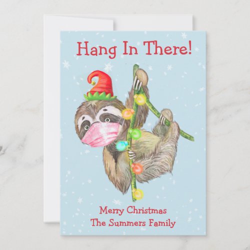 Hang in There Sloth 2021 Christmas Face mask Holiday Card