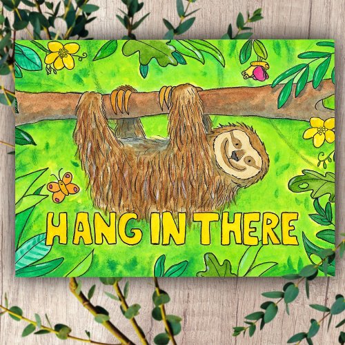 Hang in there _ Sloth postcard by Nicole Janes