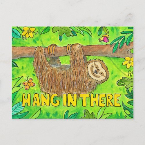 Hang in there _ Sloth postcard by Nicole Janes